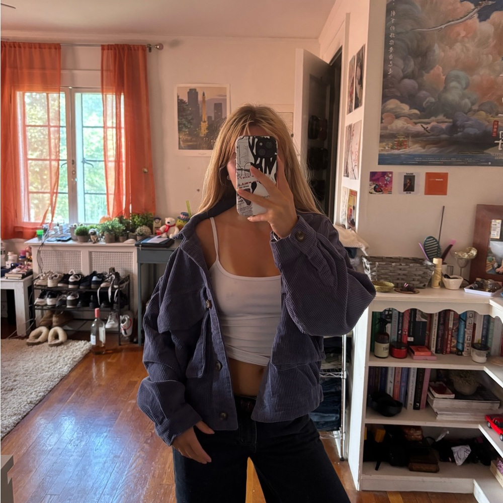 Forever 21 Women's Corduroy Jacket in Dark Blue